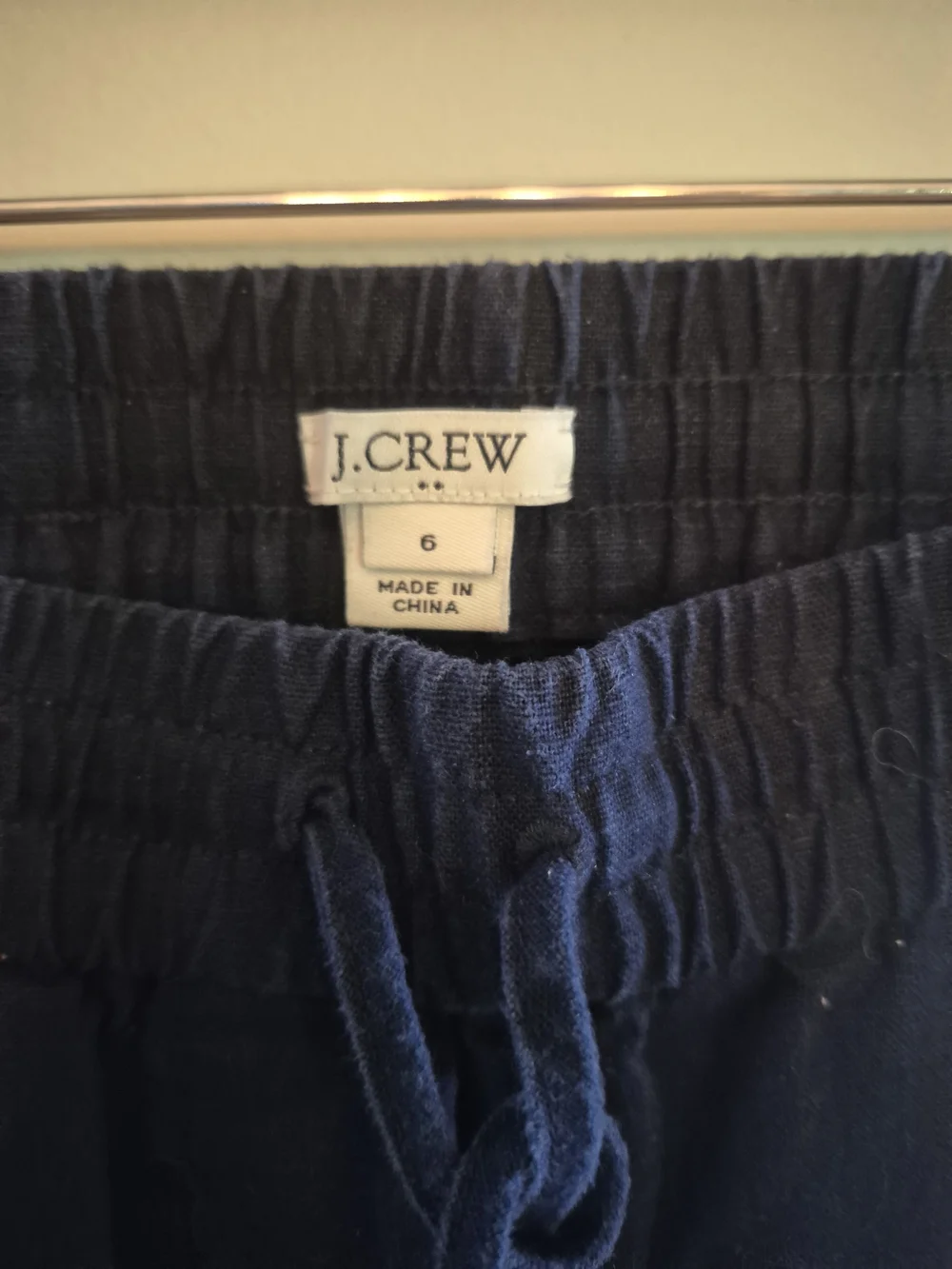 J CREW SET OF 2 Casual Drawstring Linen-Blend Pants in Light Blue and Navy, Sz 6